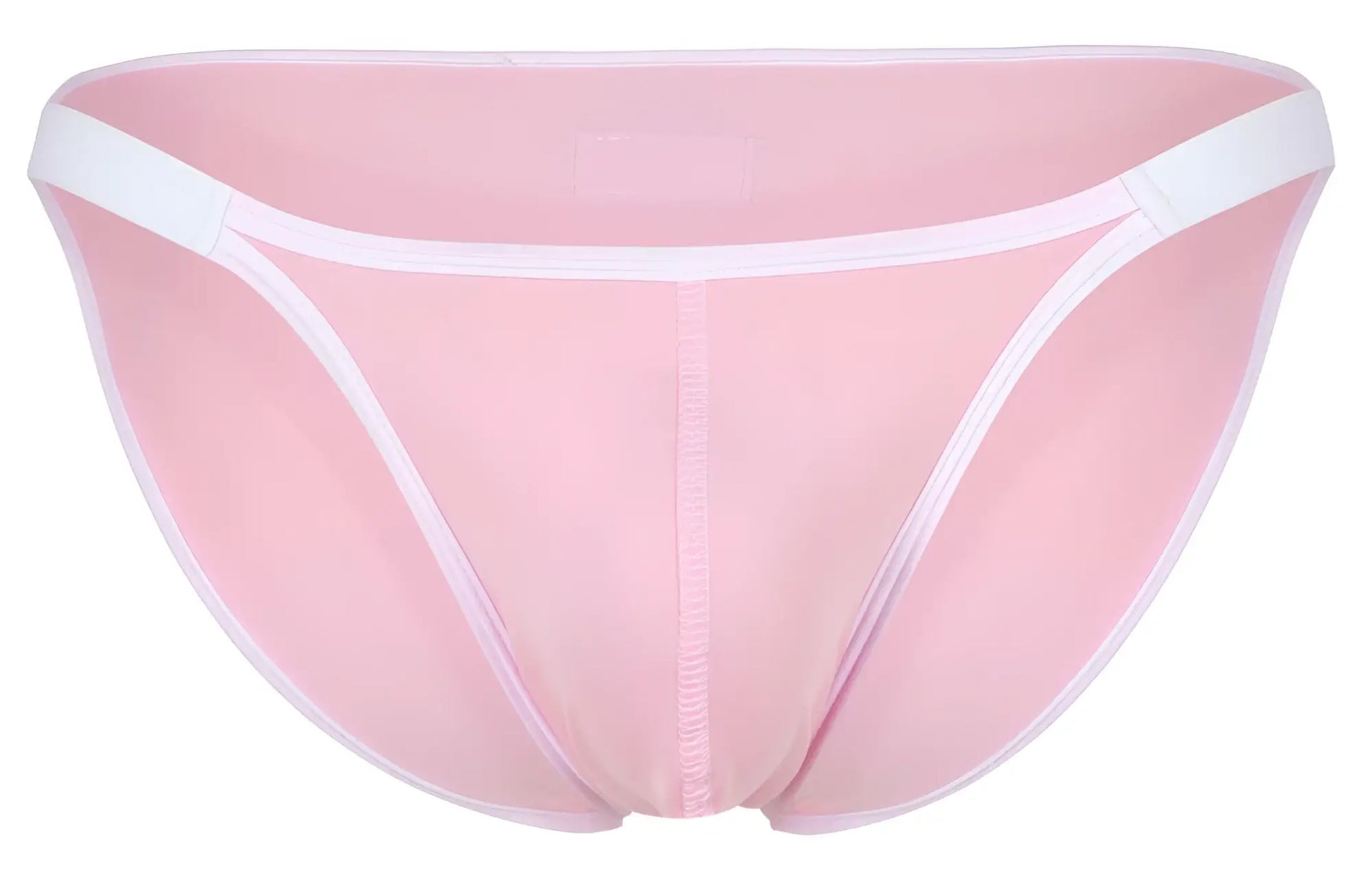 Pink sheer mesh briefs with white elastic trim and central seam from clever 1848 relax bikini color pink collection
