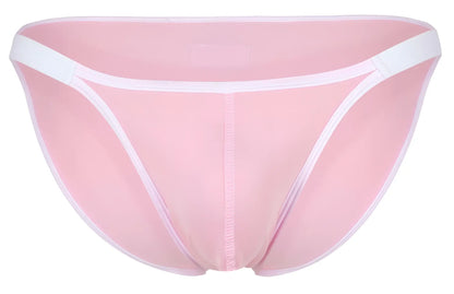 Pink sheer mesh briefs with white elastic trim and central seam from clever 1848 relax bikini color pink collection