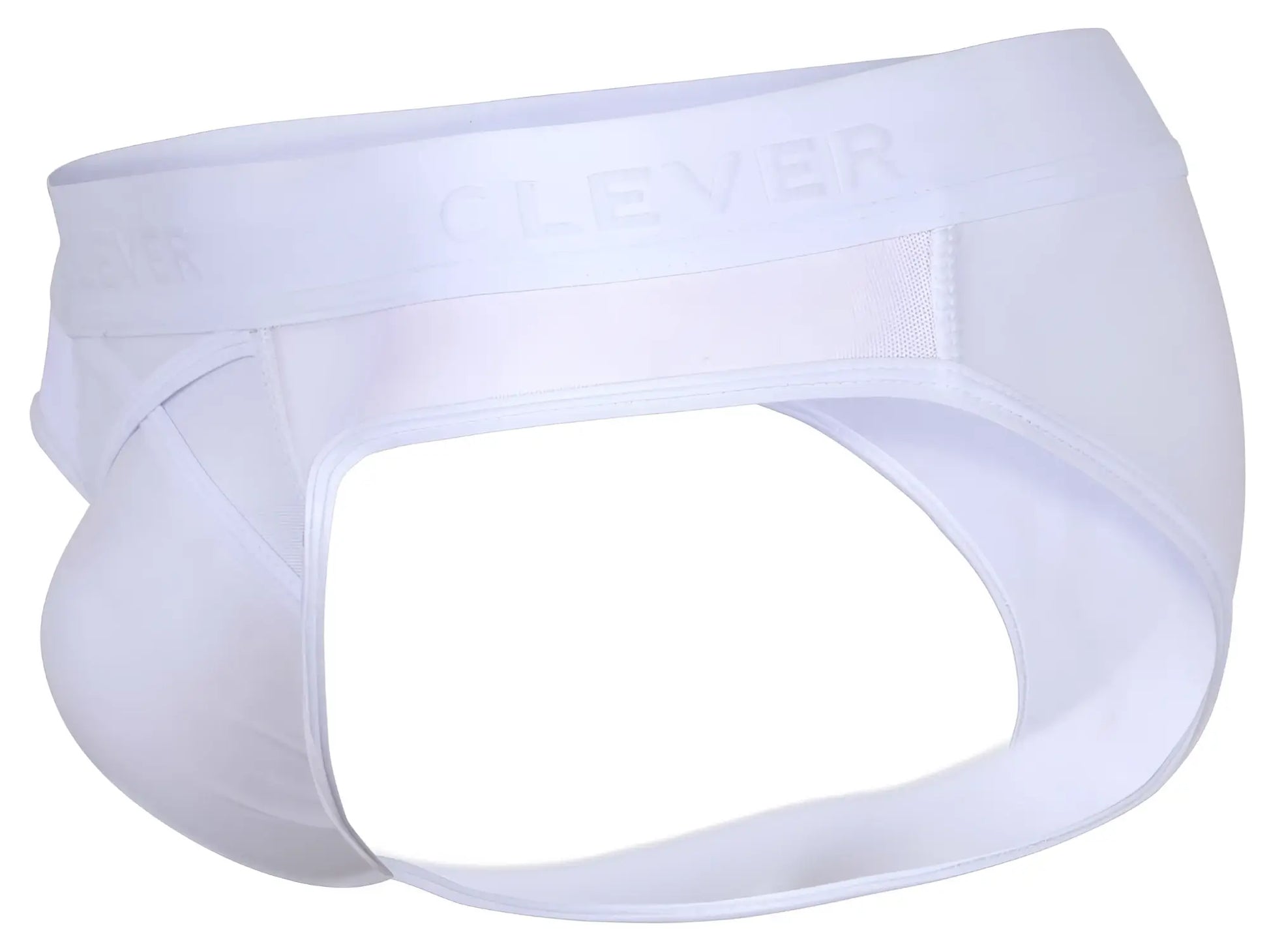 White clever 1849 eros bikini briefs with a smooth seamless design and embossed waistband in white color