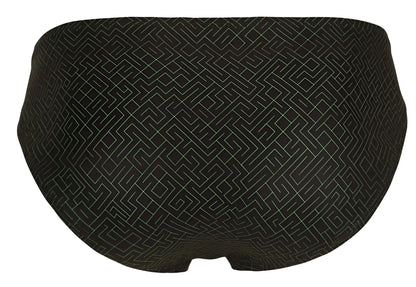 Black swim trunks clever 1853 laberin bikini with subtle light gray geometric maze pattern for stylish beachwear