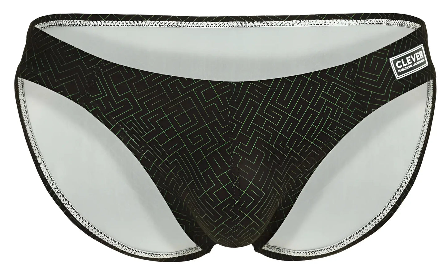 Black swim trunks clever 1853 laberin with subtle geometric maze pattern and white interior lining