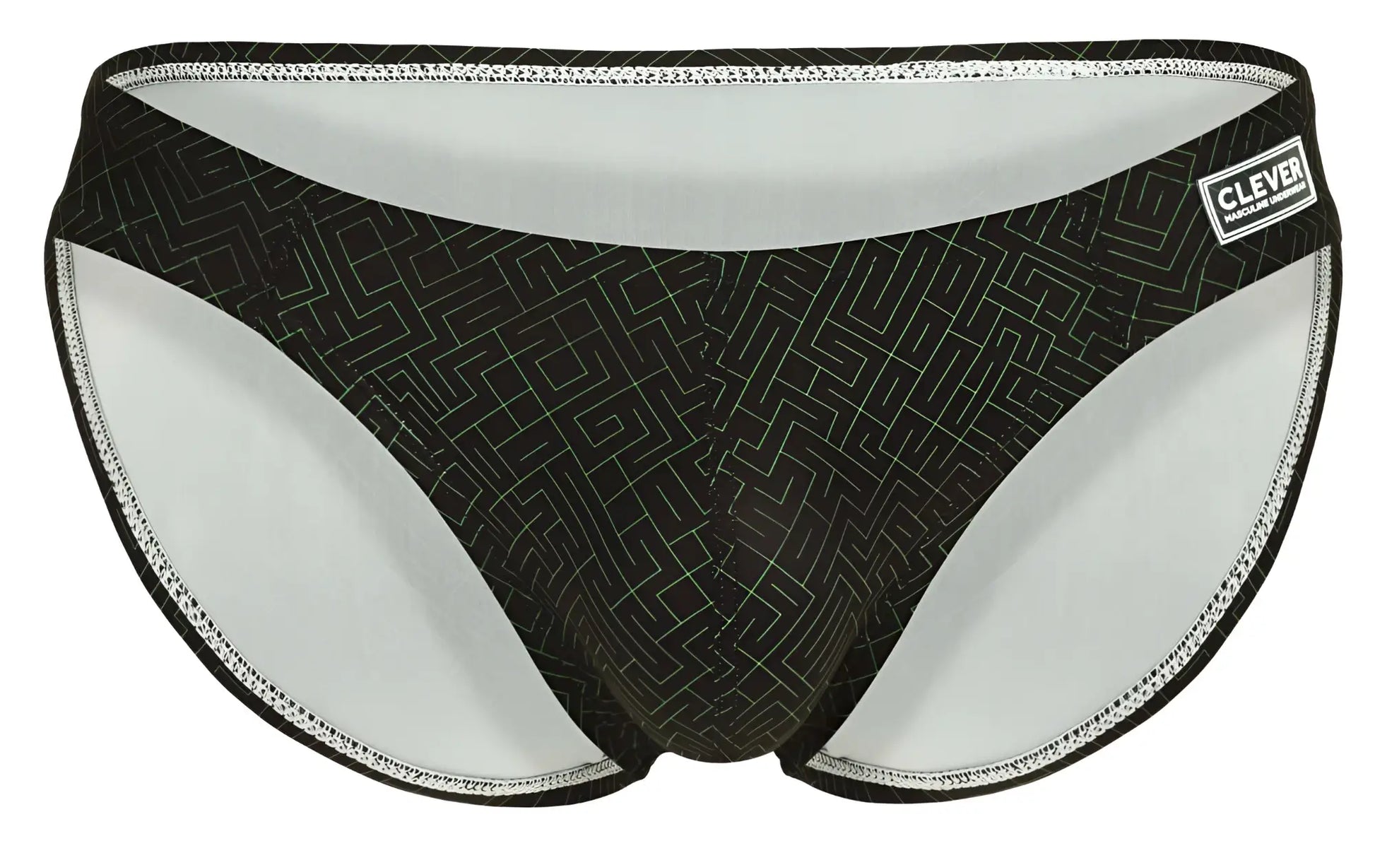 Black swim trunks clever 1853 laberin with subtle geometric maze pattern and white interior lining