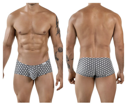 Clever 1856 cuadricula trunks men’s briefs in white with black and white geometric pattern for everyday comfort