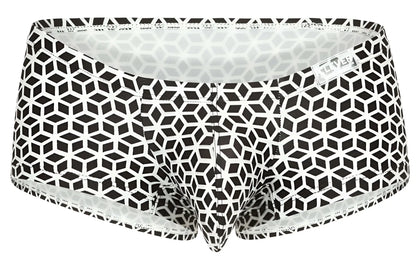 Black and white geometric patterned clever 1856 cuadricula trunks in sleek modern design for men