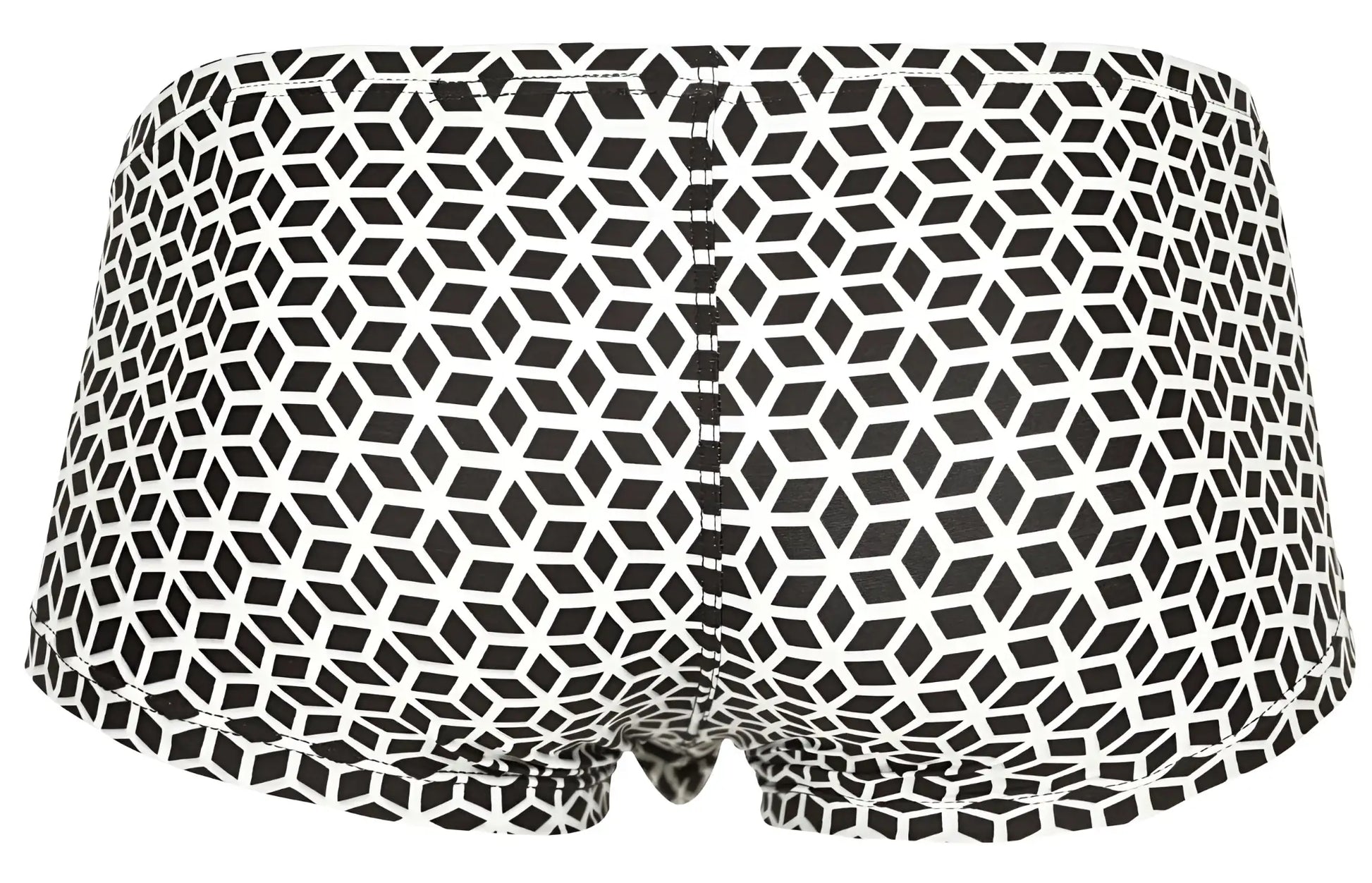 Black and white geometric patterned swim trunks clever 1856 cuadricula trunks color white front view