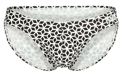 Clever 1857 cuadricula bikini color white black and white geometric patterned men’s briefs with subtle lace trim accents