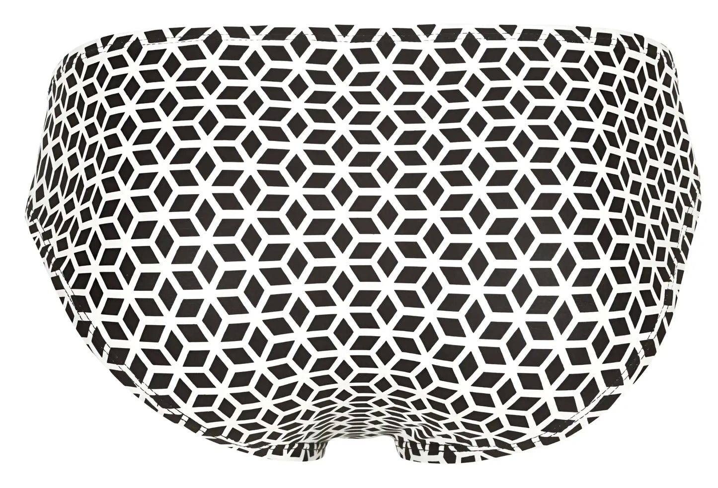 Clever 1857 cuadricula bikini color white black and white geometric patterned swim trunks front view