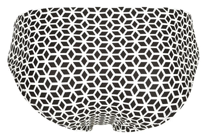 Clever 1857 cuadricula bikini color white black and white geometric patterned swim trunks front view