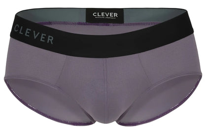 Purple textured clever 1862 oneal briefs with black waistband and white clever logo in lilac color