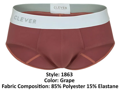 Clever 1863 lecler grape-colored men’s briefs made from 85% polyester and 15% elastane for comfortable wear