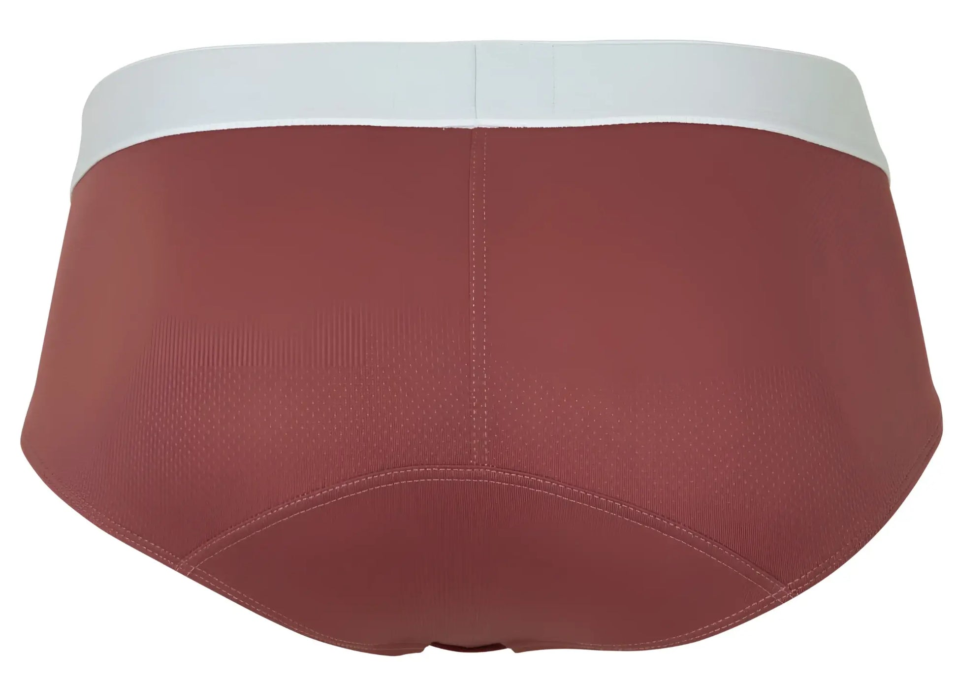 A pair of clever 1863 lecler briefs in rust color with a white waistband and smooth fabric texture