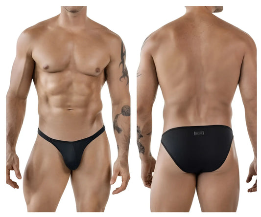Black clever 1865 oomph bikini briefs with smooth stretchy fabric and subtle brand tag on the back side