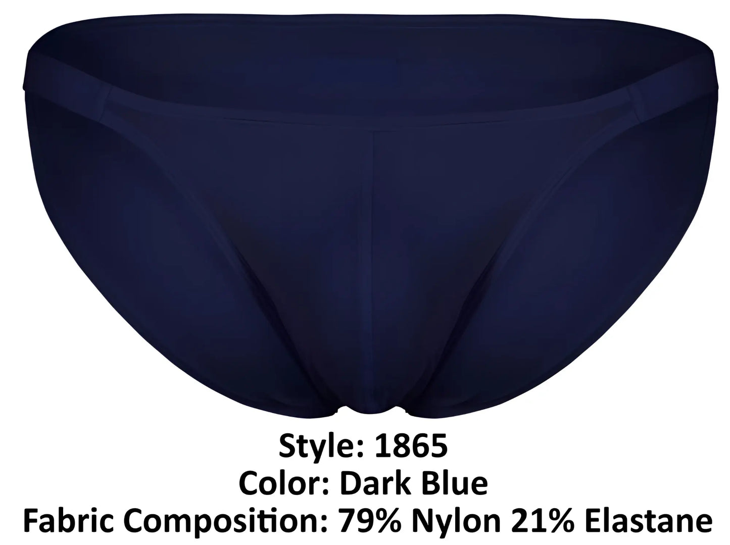 Dark blue clever 1865 oomph bikini briefs made of 79% nylon 21% elastane showing front view