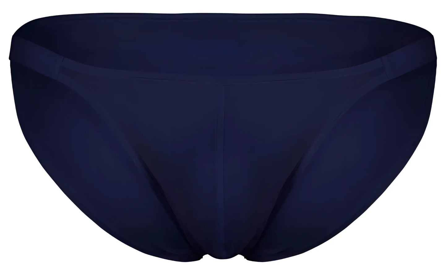Navy blue clever 1865 oomph bikini briefs with smooth seamless fabric finish shown from the back side