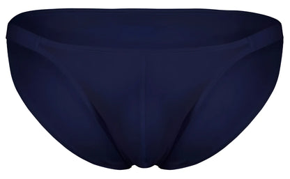 Navy blue clever 1865 oomph bikini briefs with smooth seamless fabric finish shown from the back side
