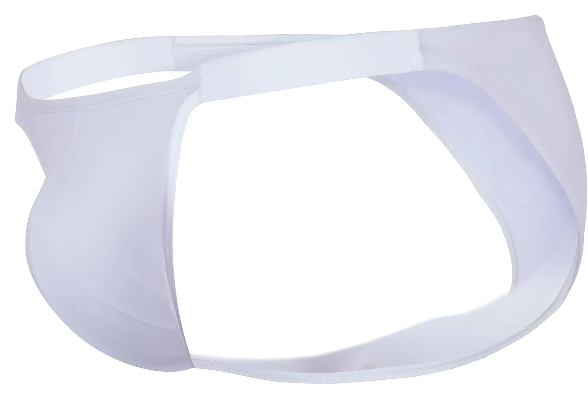 White clever 1865 oomph bikini briefs in sheer mesh with a smooth elastic waistband front view