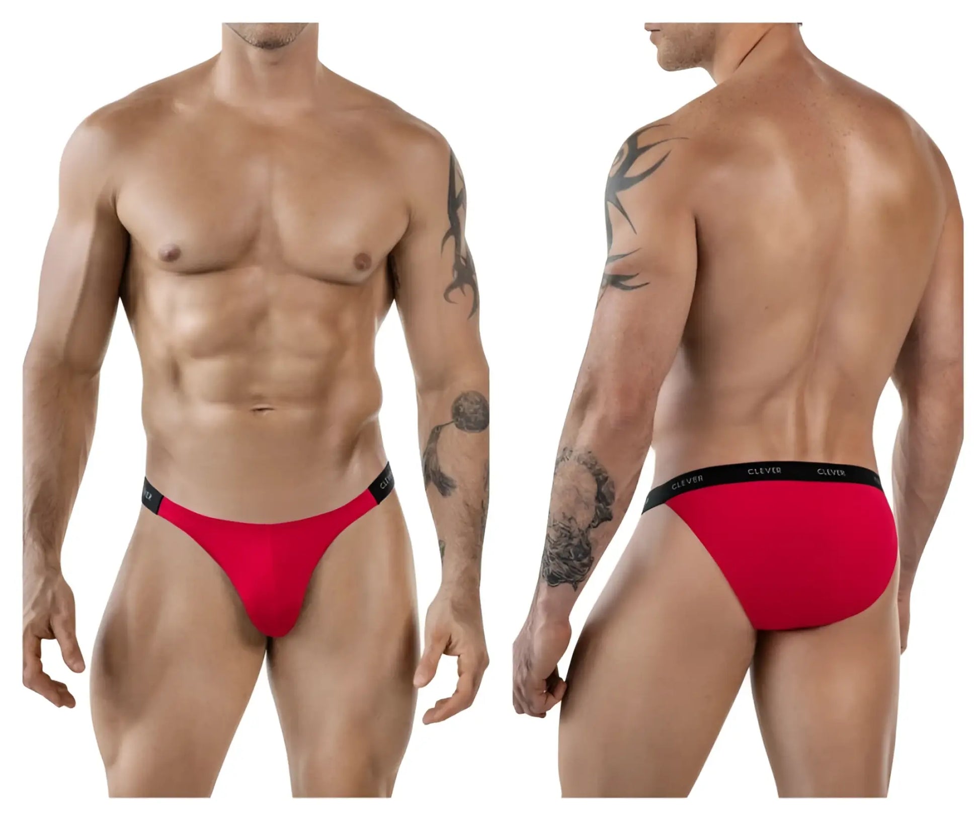 Red men’s briefs clever 1867 tokio bikini in red with black elastic waistband featuring clever brand name