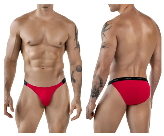 Red men’s briefs clever 1867 tokio bikini in red with black elastic waistband featuring clever brand name