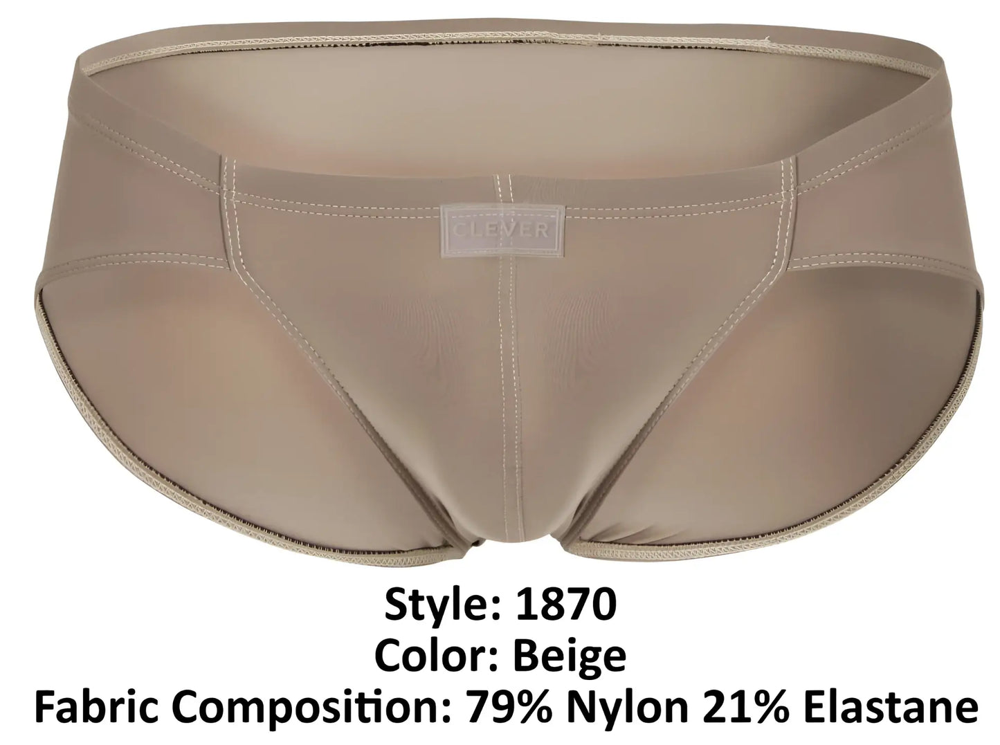 Beige clever 1870 audaz bikini men’s briefs in sleek form-fitting design made of 79 nylon and 21 elastane