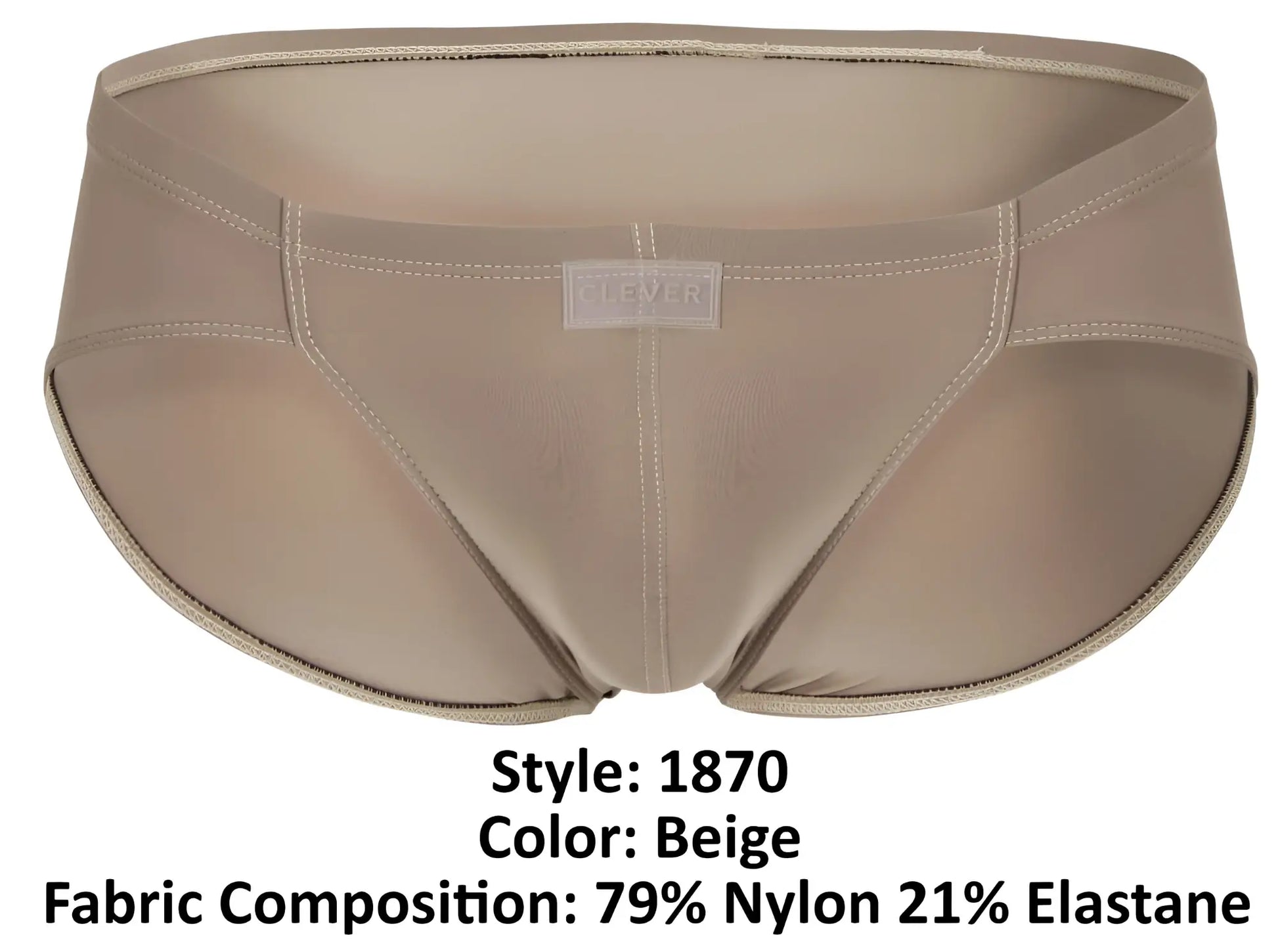 Beige clever 1870 audaz bikini men’s briefs in sleek form-fitting design made of 79 nylon and 21 elastane