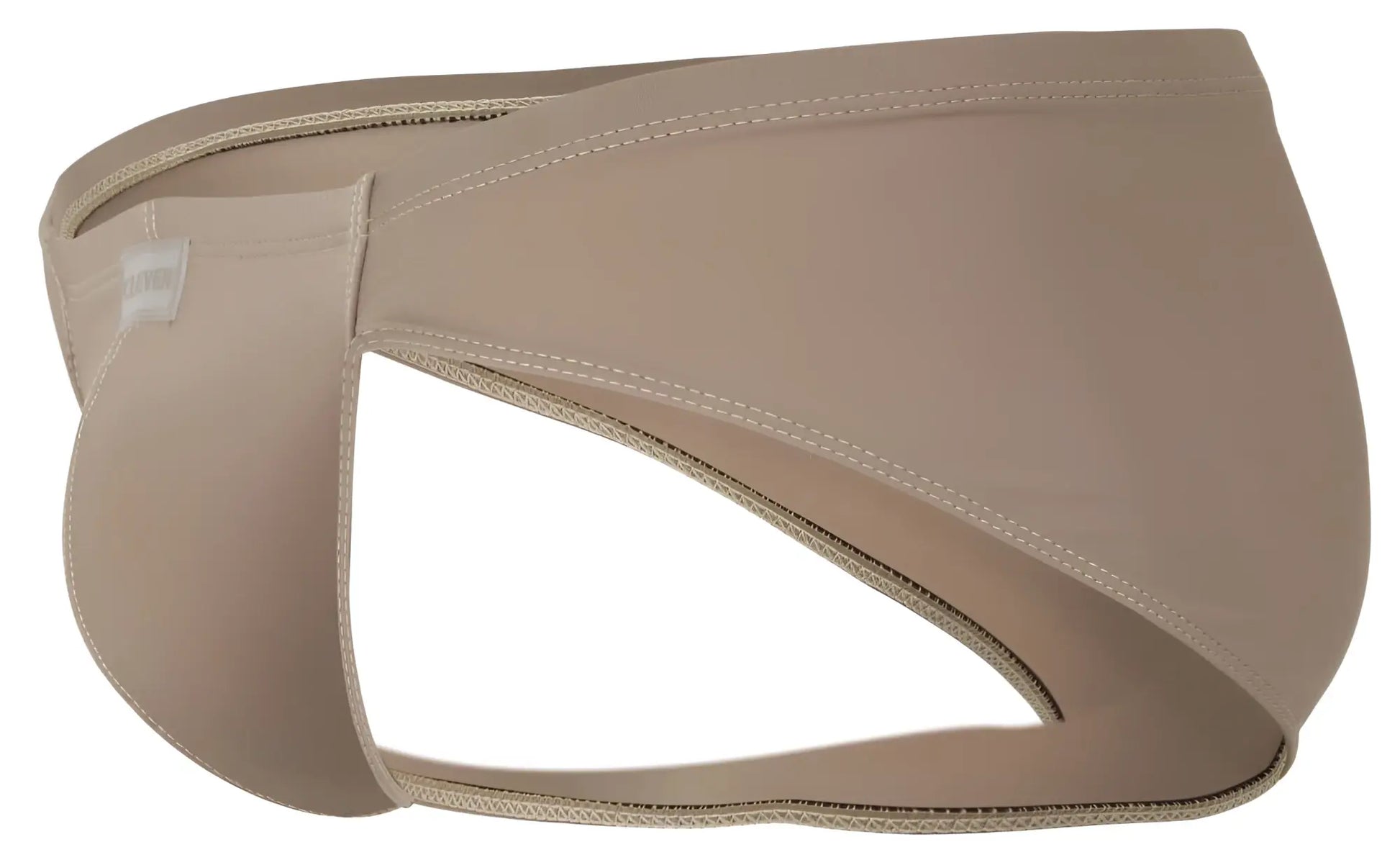 Beige clever 1870 audaz bikini briefs with zipper closure and reinforced stitching made of stretchy fabric