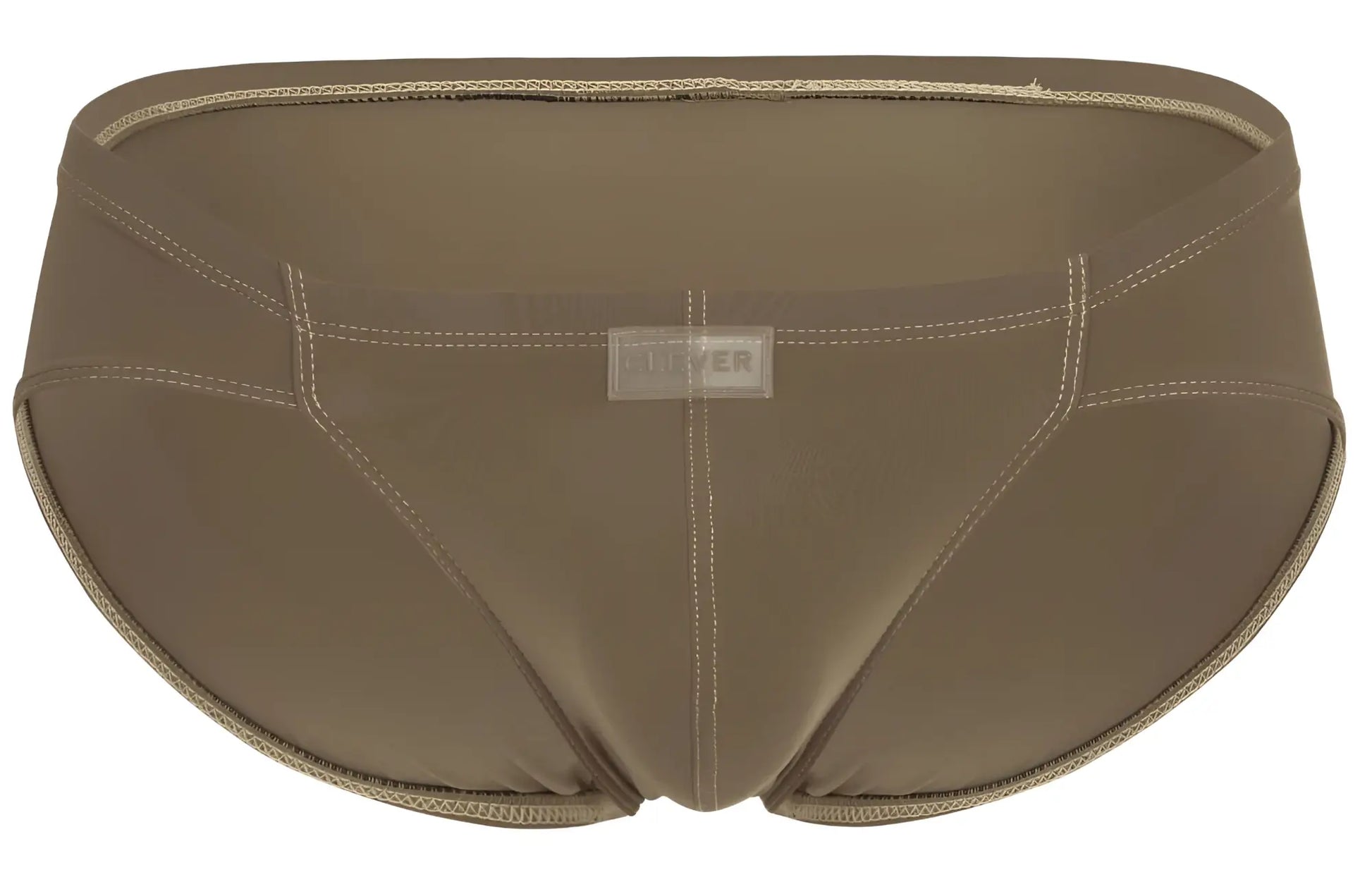 Olive green men’s swim trunks clever 1870 audaz bikini color brown with subtle textured finish and matching stitching