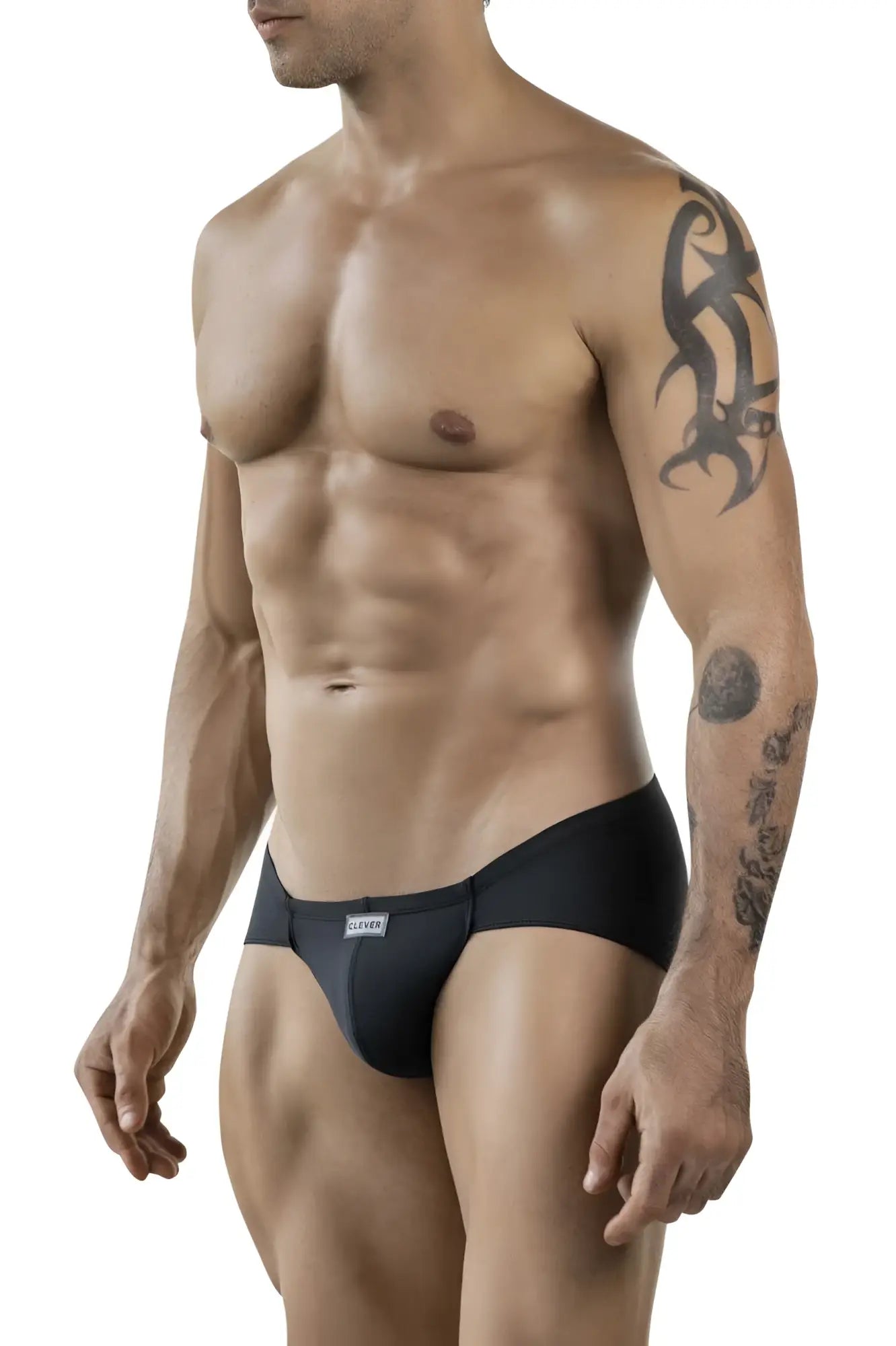 Black athletic briefs clever 1870 audaz bikini in dark gray with sleek form fitting design and white brand tag at waistband