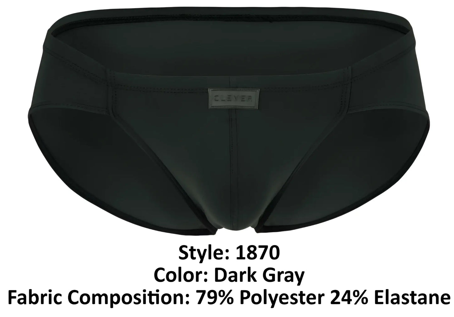 Dark gray men’s briefs clever 1870 audaz bikini made from 79% polyester 24% elastane with a sleek form-fitting design