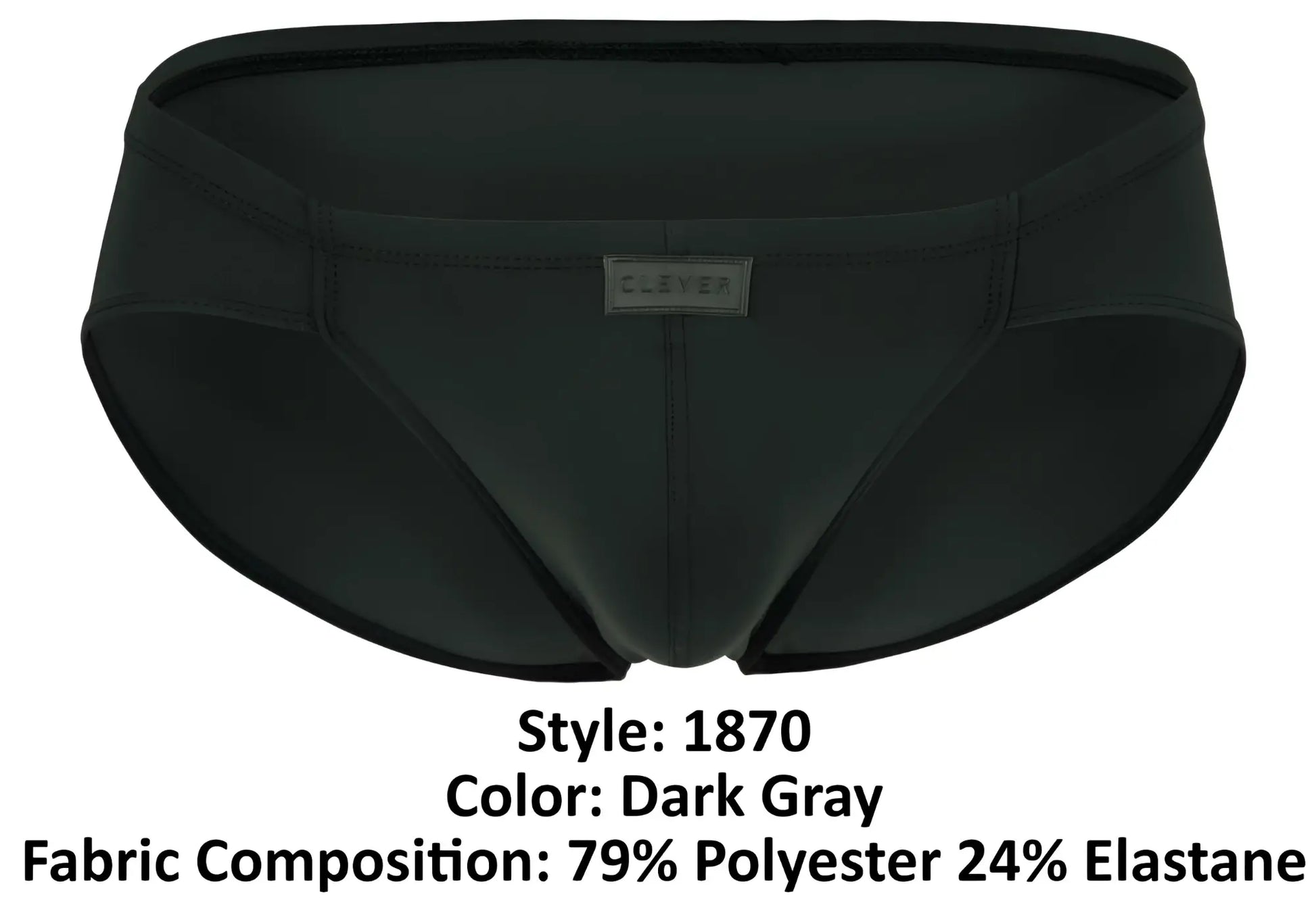 Dark gray men’s briefs clever 1870 audaz bikini made from 79% polyester 24% elastane with a sleek form-fitting design