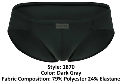 Dark gray men’s briefs clever 1870 audaz bikini made from 79% polyester 24% elastane with a sleek form-fitting design
