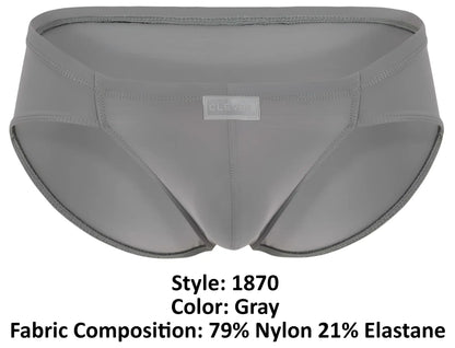 Clever 1870 audaz bikini gray men’s briefs in sleek form-fitting design made from 79 nylon 21 elastane