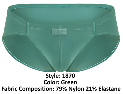 Green men’s briefs clever 1870 audaz bikini in sleek form-fitting design made of 79% nylon 21% elastane color green
