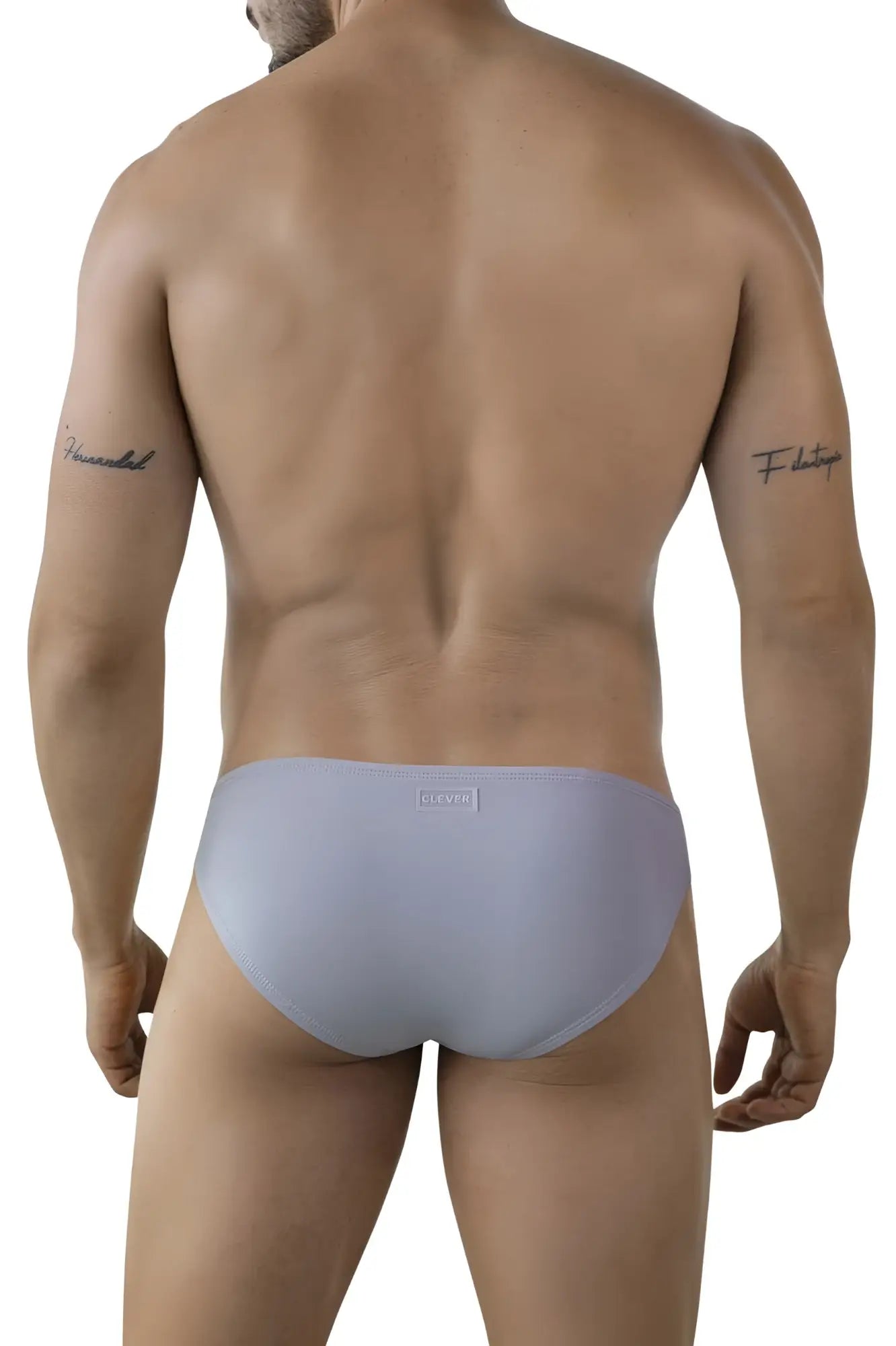 Light gray clever 2005 raices briefs with a subtle textured finish and a small brand tag at the waistband