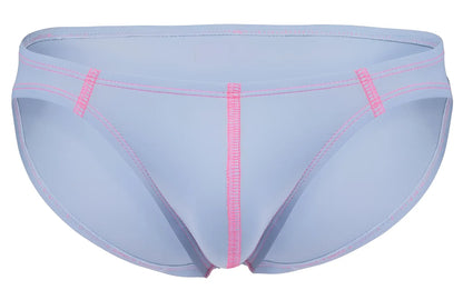 Light blue Clever 2005 Raices brief with pink stitching and trim designed for athletic wear