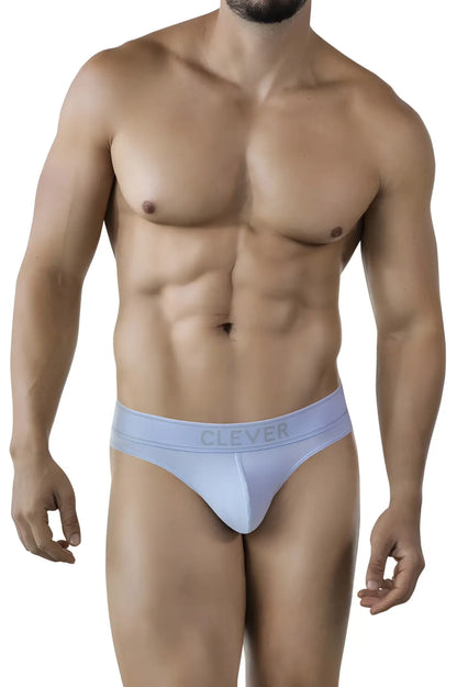 Light blue clever 2008 raw seamless briefs with a subtle clever logo on the waistband for comfortable wear