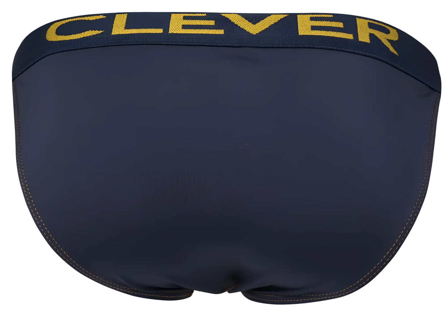 Navy blue clever 2009 earthskin bikini swim trunks with gold branding on the waistband in dark blue color