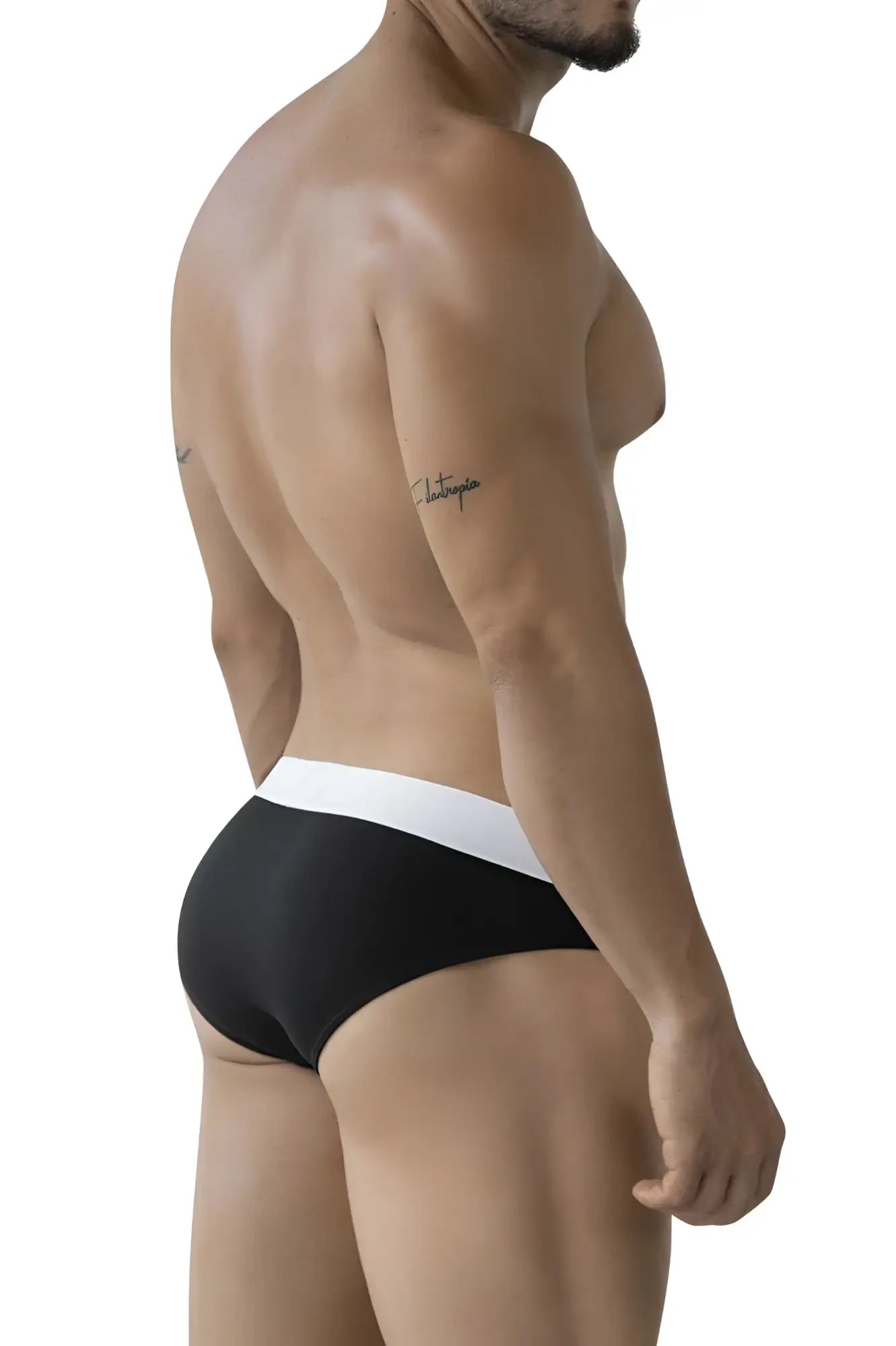 Black clever 2012 origen briefs featuring a contrasting white waistband for comfortable everyday wear