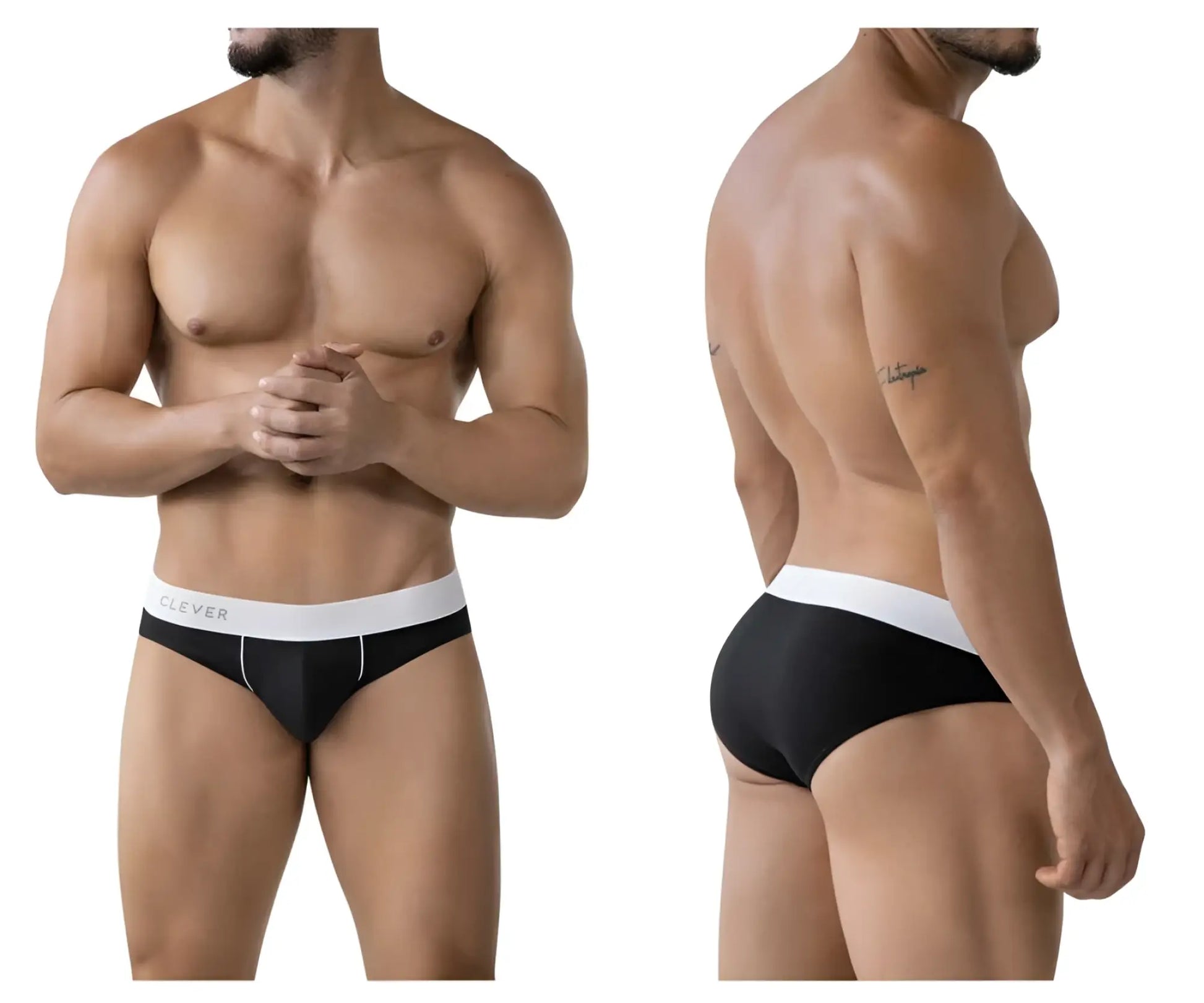 Black clever 2012 origen briefs with white waistband and black clever logo for comfortable everyday wear
