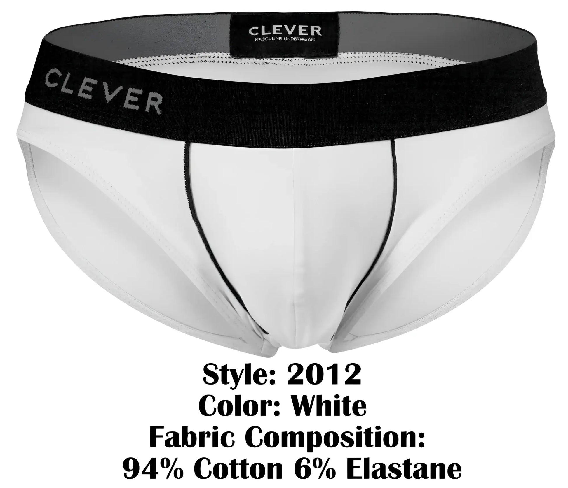 White men’s briefs clever 2012 origen with black waistband made of 94 cotton 6 elastane in white color