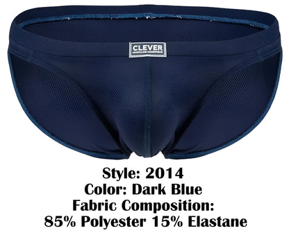 Dark blue clever 2014 reto men’s briefs made with mesh fabric blend of 85 polyester and 15 elastane