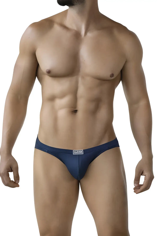 Navy blue calvin klein clever 2014 reto briefs with subtle textured fabric and sleek form fitting design