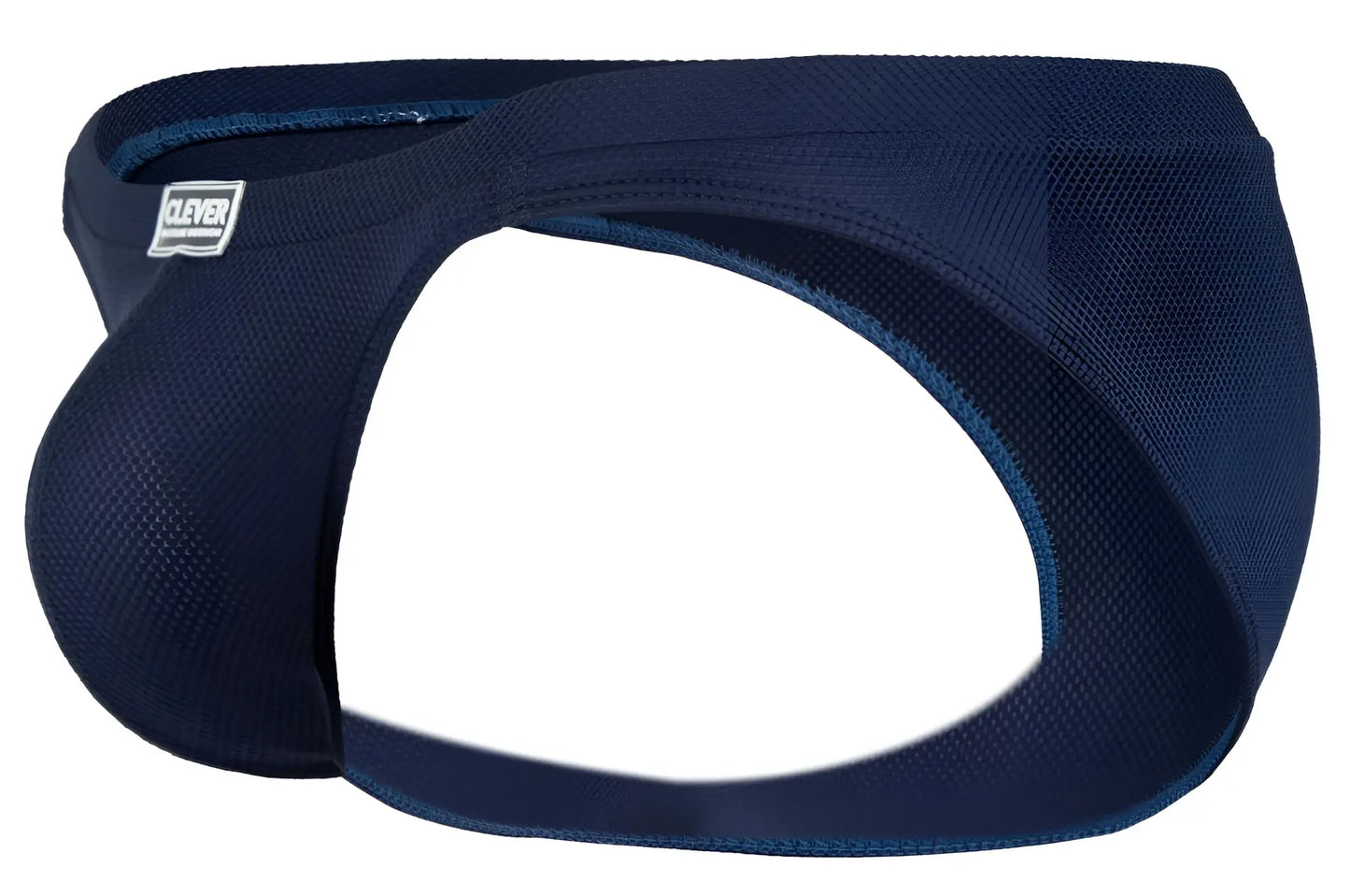 Navy blue clever 2014 reto briefs with textured fabric and subtle darker trim featuring clever logo on waistband