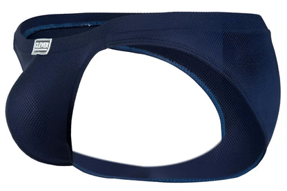 Navy blue clever 2014 reto briefs with textured fabric and subtle darker trim featuring clever logo on waistband