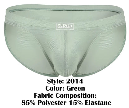 A sleek light green clever 2014 reto brief made of breathable mesh fabric blend of polyester and elastane