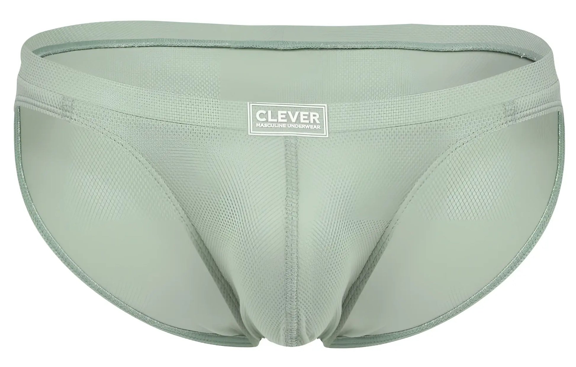 A sleek clever 2014 reto brief in light sage green with smooth textured fabric and subtle stitching details