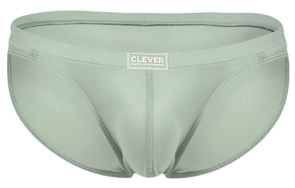 A sleek clever 2014 reto brief in light sage green with smooth textured fabric and subtle stitching details