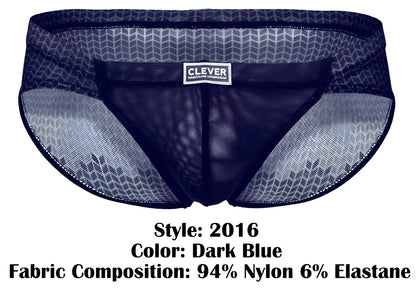 Dark blue clever 2016 mosaico briefs made of mesh with a subtle geometric pattern and a branded label