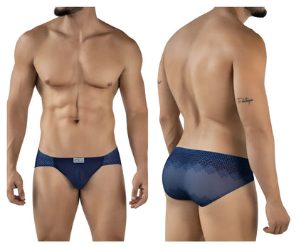 Navy blue mesh clever 2016 mosaico briefs with subtle geometric pattern and small logo on waistband