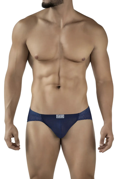 Navy blue clever 2016 mosaico briefs with a subtle textured pattern and a small white brand label on the front