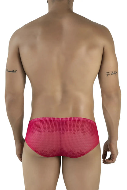 Bright pink mesh briefs with scalloped edge from clever 2016 mosaico briefs color red collection